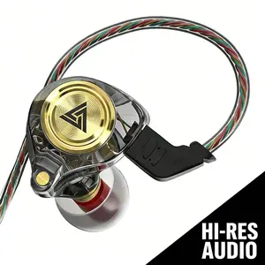 Portable Wired In-Ear Earphones with Mic, Hi-Fi 3D Stereo Sound, Noise Cancelling Headphones for Gaming, Gym and Sports，QKZ AK3 Portable Wired In-Ear Earphone, Wired Headphones With Mic, HiFi Subwoofer Noise Cancelling Wired Earphones for Game Sports