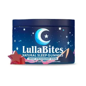 [Hot] Natural Strawberry Wellness Gummies | LullaBites Melatonin-Free Nighttime Support | 30 Servings Per Jar