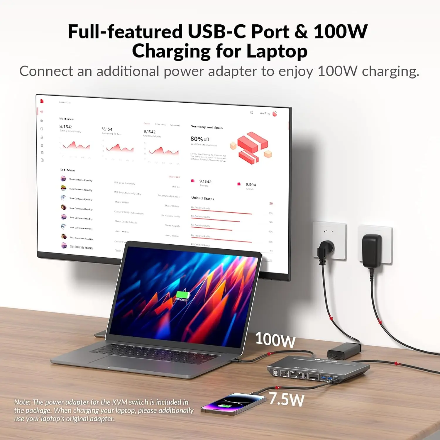 AV Access KD-E10 KVM Switch Docking Station for Laptop & Desktop