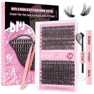 Emeda DIY Lash Extension Kit 30D40D D Curl Individual Lash Clusters with Lash Bond and Seal, Lash Applicator Tool at Home Eyelashes Makeup Cosmetic Eyelashes Extensions