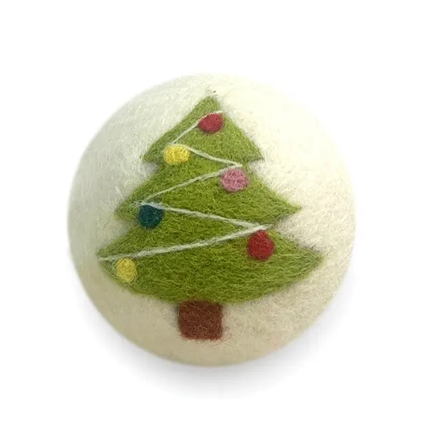 Eco-Conscious Wool Laundry Dryer Ball - Whimsical Tree Design, Static Reduction, About 3" Diameter, Essential Oils Compatible, Quick Drying, Fabric-Softening Dryer Aid (Home Laundry Tool & Accessory)
