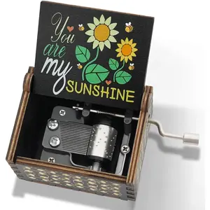 You are My Sunshine Music Box Cute Hand Crank   Engraved Music Boxes, Musical Gifts for Wife Mother Boyfriend Girlfriend Friend Birthday Christmas Anniversary Valentine's Day Mothers Day