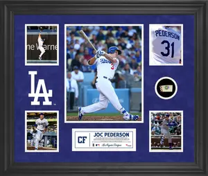 Joc Pederson Los Angeles Dodgers Framed 5-Photo Collage with a Piece of Game-Used Baseball