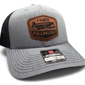 Boat hat - I Hate Pulling Out Leather Patch Hat Trucker Hat Leather Patch Richardson 112