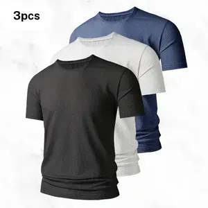 Men's three pack waffle short sleeve T shirt, featuring a simple and stylish design with plenty of waffle texture details. The breathable fabric keeps you dry and comfortable. The crew neck and short sleeves offer a clean and casual look, perfect for ever