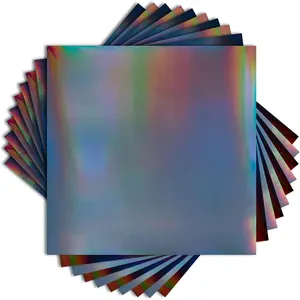 Black Metallic Vinyl Holographic & Oil Slick Vinyl Permanent for Cricut: [10PK, 12 x 11 inch] Black Chrome Sheets