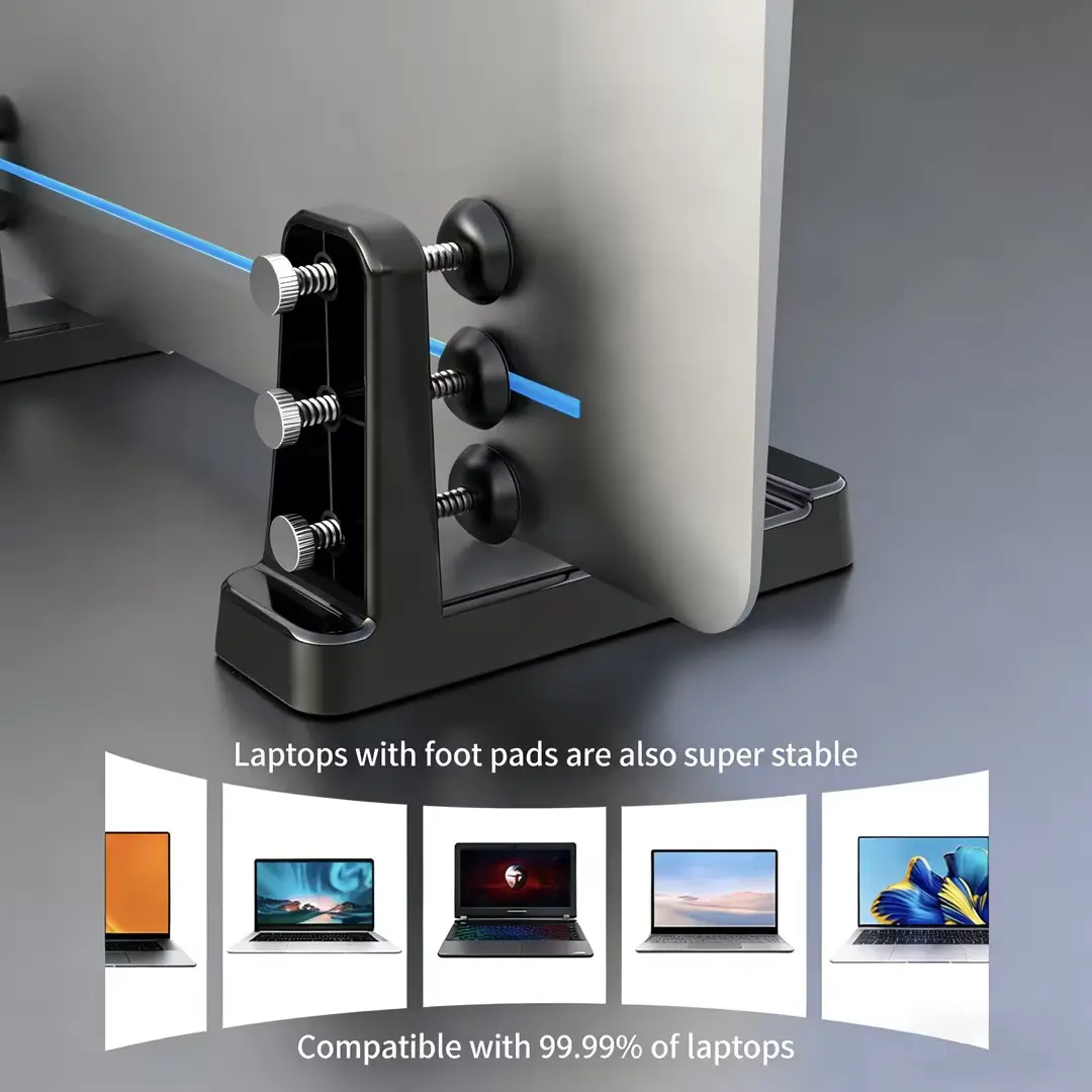 Universal Laptop Vertical Stand with Storage - Suspended Secondary Screen Holder, Cooling Function, Durable Plastic-Alloy Build for Gaming/Office Laptops, Tablets, Smartphones, Laptop Stand With Storage
