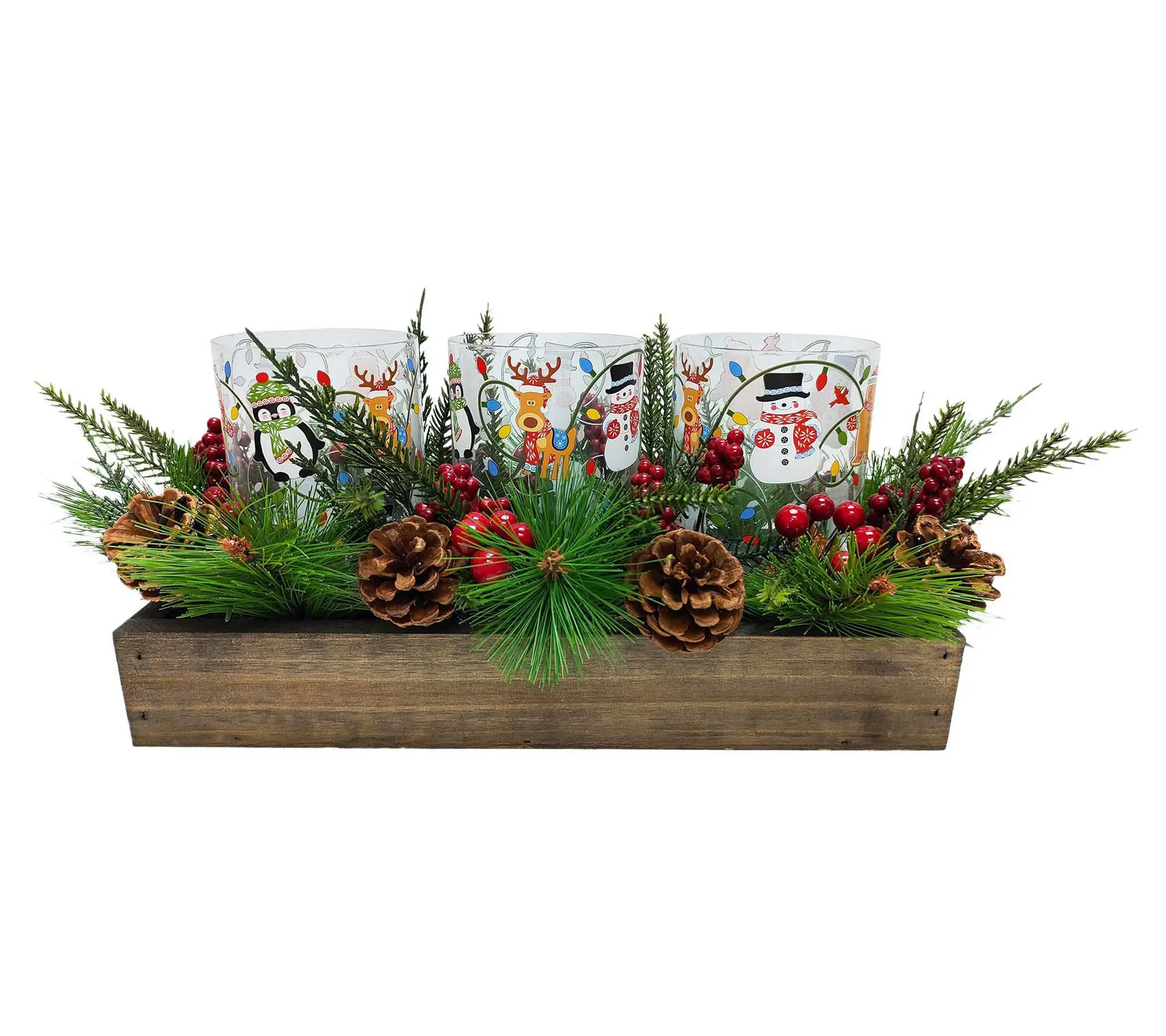Temp-tations Holiday Hurricane Centerpiece with Greens Temp-tations Holiday Hurricane Centerpiece with Greens