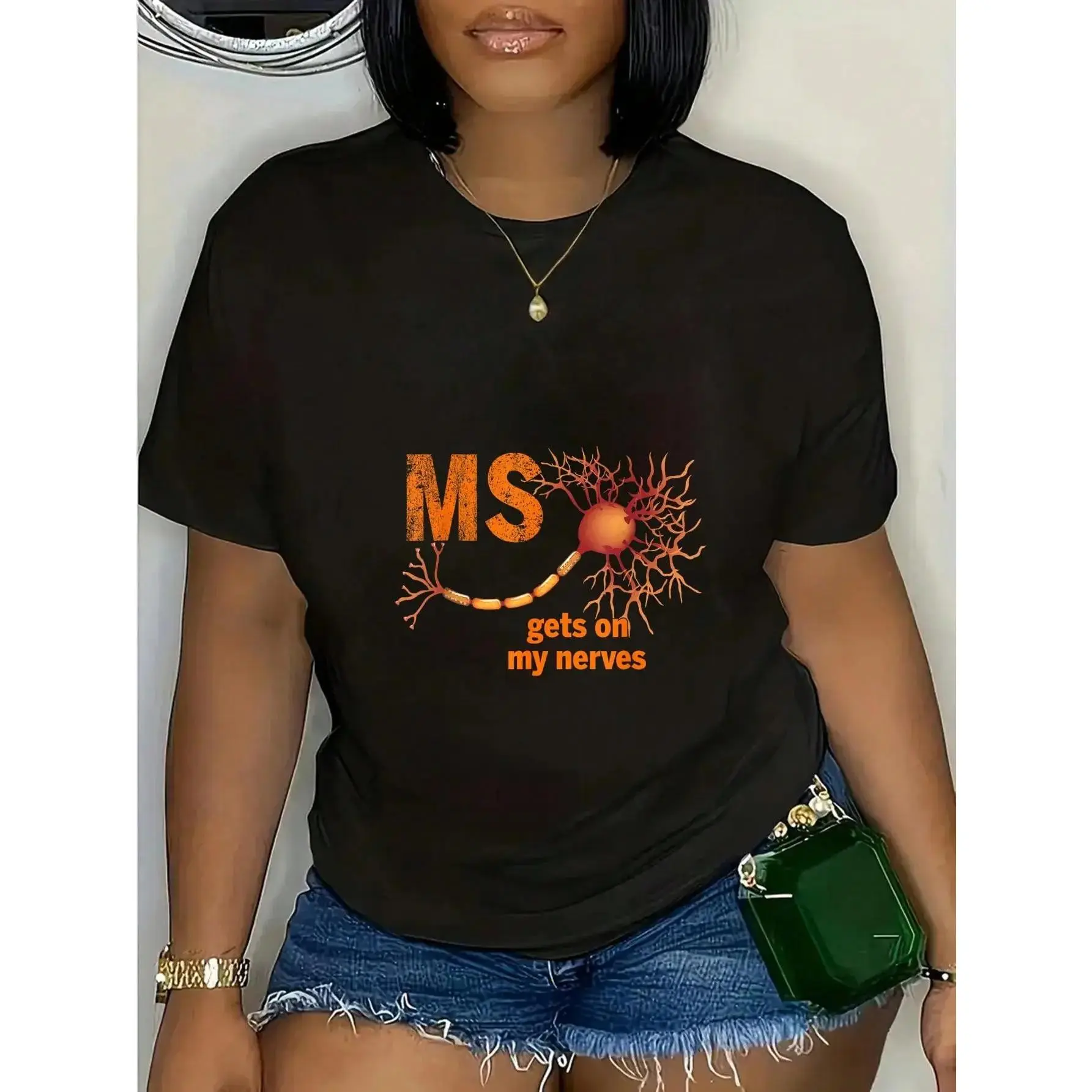 GGOR 100% Cotton MS Get On My Nerves Multiple Sclerosis Awareness Men Women T-Shirt