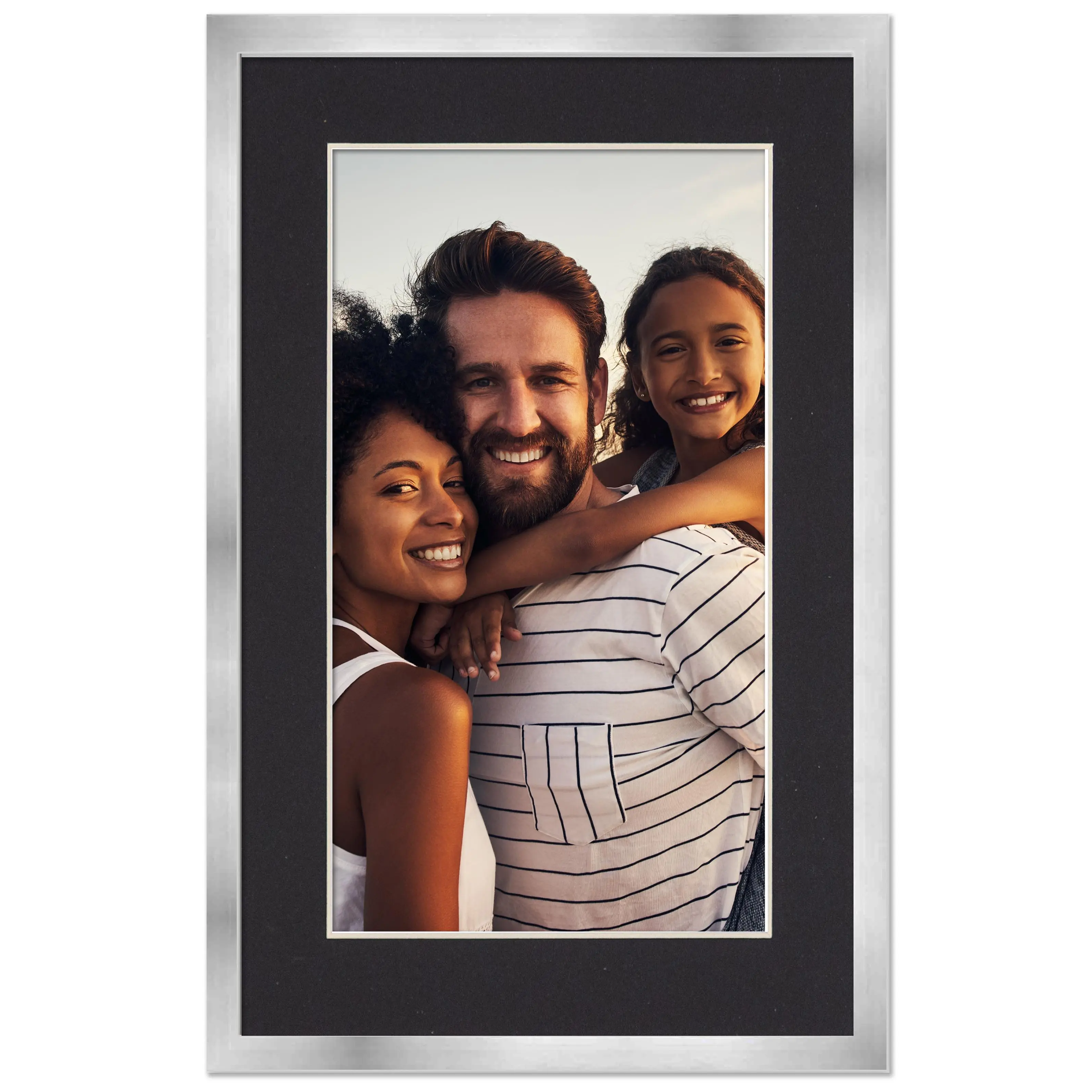 27x40 Frame with Mat - Silver 30x43 Frame Wood Made to Display Print or Poster Measuring 27 x 40 Inches with Black Photo Mat - Great For One Sheet Movie Posters
