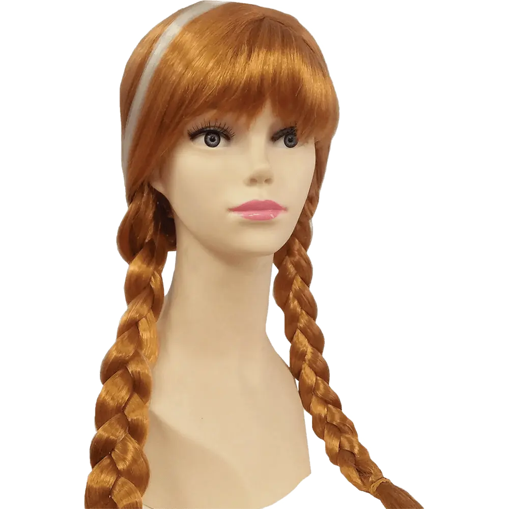 Auburn Braided Wig For Kids - Adjustable Double Braid Costume Wig with Elastic Bands - Fashionable Hairpiece for Costume Party & Everyday Dress-Up