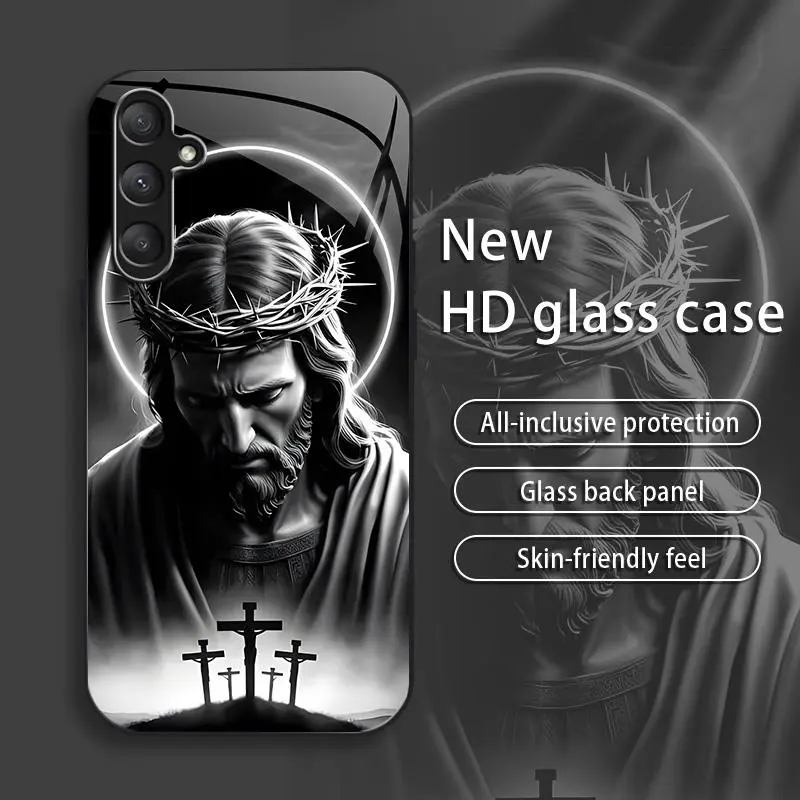 Suitable for [Galaxy A16 5g] Jesus New stylish high quality glass protective case affordable anti-drop anti-fingerprint 995