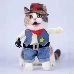 Funny Pet Dog Cat Halloween Costume Pet Clothes Gift Dog Cowboy Clothes Pet Dog Costumes for Small Dogs Cosplay Cat Accessories
