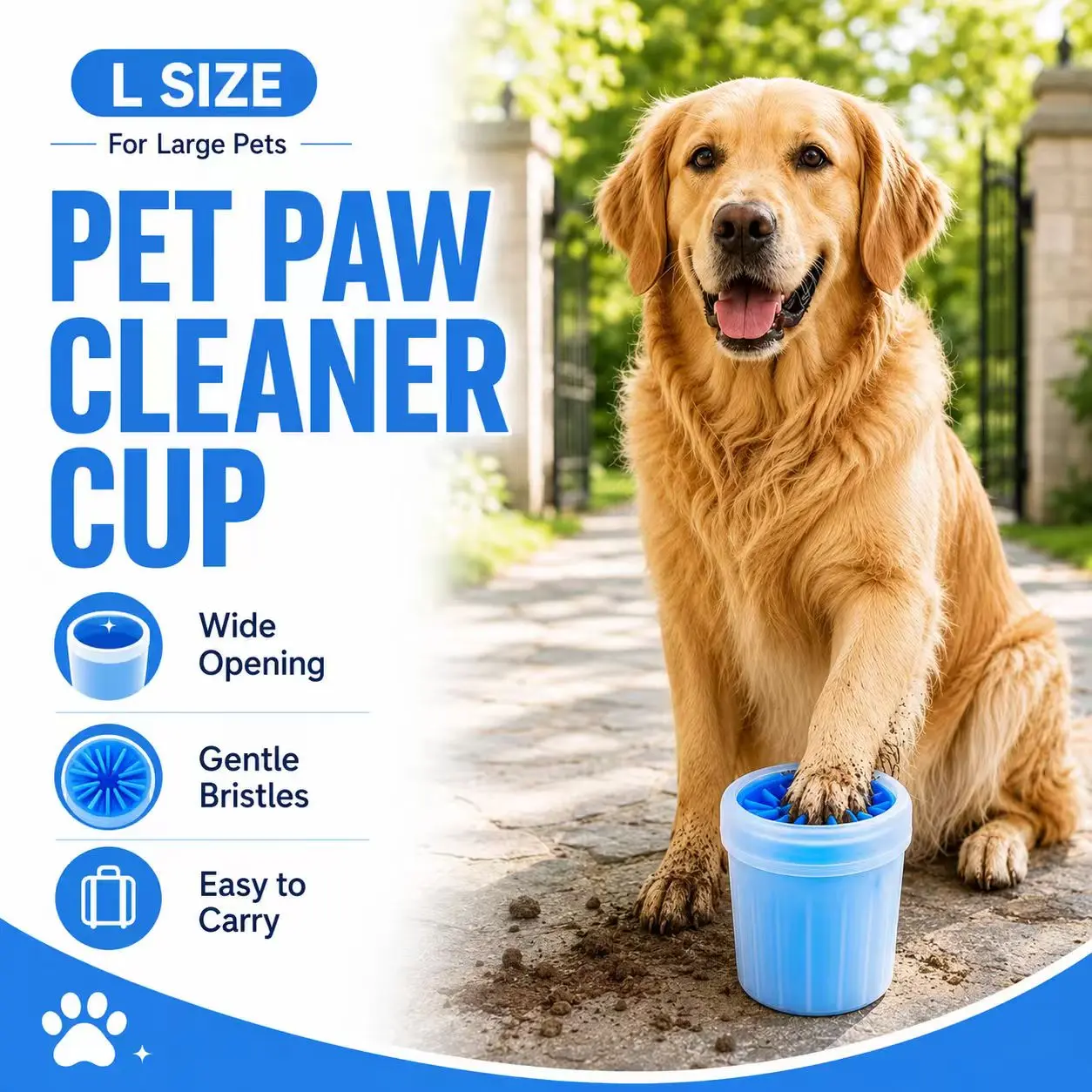 Large (L) Universal Silicone Pet Paw Washer with Soft Silicone Bristles, Automatic Cleaning Brush, Safety-Certified, Eco-Friendly, Durable, Portable Design, On-the-Go Dog Claw Care Grooming Supply (Cup Design)