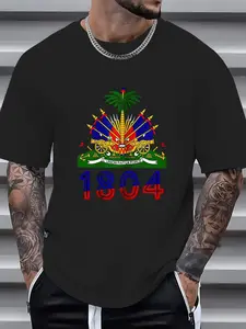 100% Cotton Celebrate Haitian Flag Day Haiti Pride 1804 Shirt Men Women T-Shirt, Western Outfits Shirts Men's Graphic Tees Top