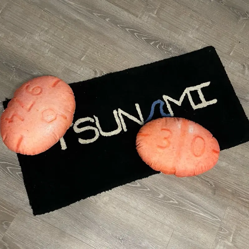 TsunamiWave Focus Pillow - Black with Orange Accents, Cozy, Humorous, Unique Decorative Pillow for Comfort