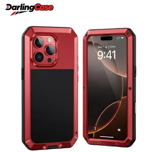 DarlingCase Rugged Metal Case for iPhone 17 Pro Shockproof Dustproof Full Body Protective Cover in Bold Red Color