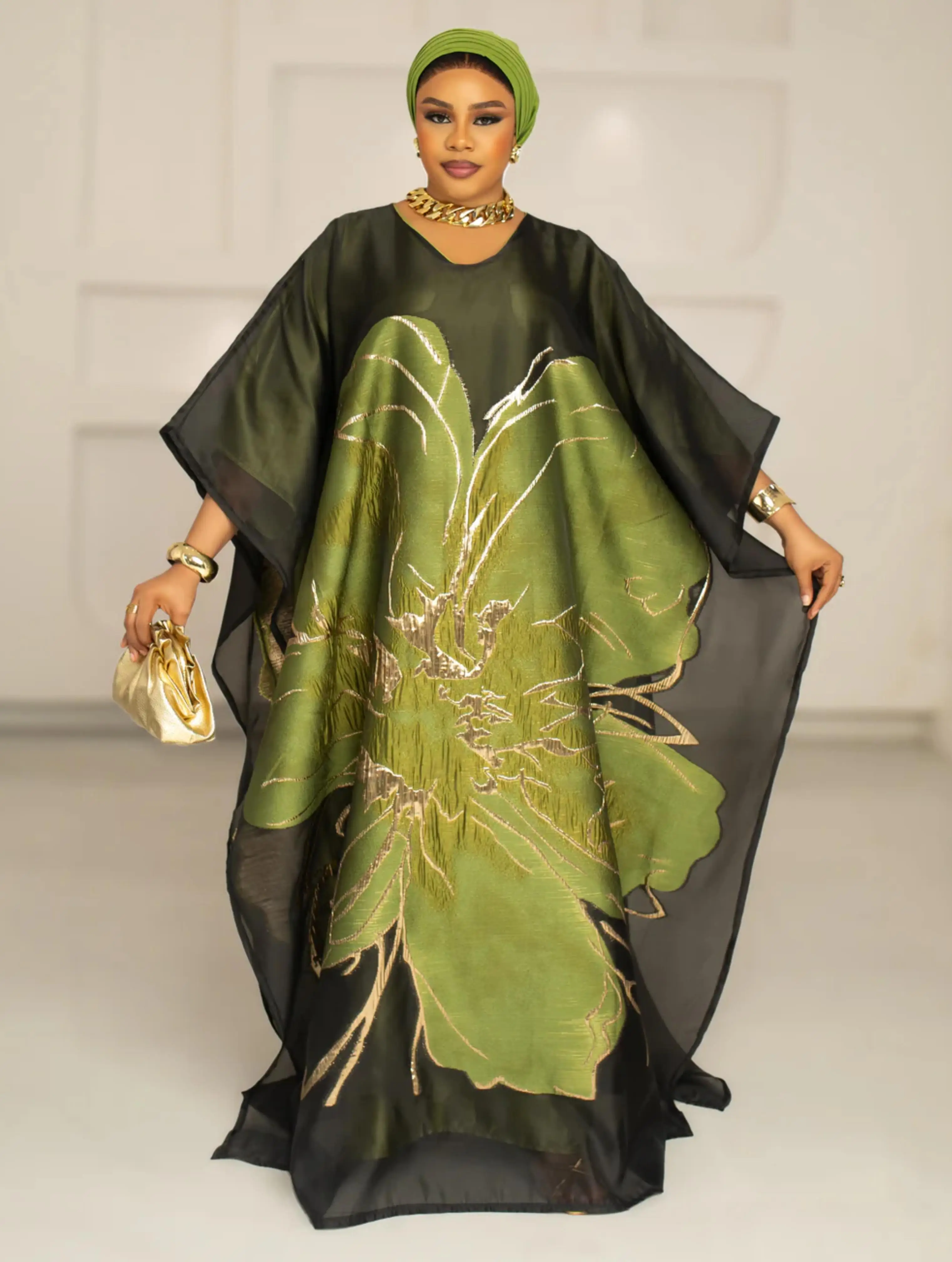 3D ORGANDI BROCADE (OLIVE)