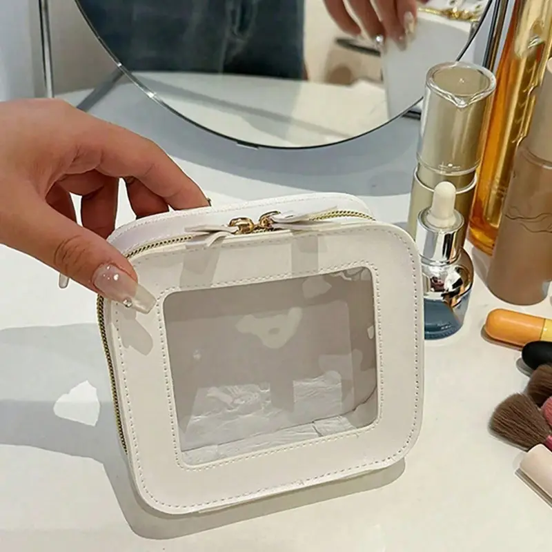 Transparent Mini Makeup Bag, Cosmetic Pouch, Wallet Style, Waterproof Zipper Pouch, Travel Essential, Student Daily Use, Perfect Gift for Friends, Cosmetic Bags