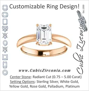Cubic Zirconia Engagement Ring- The Marie Rosalind (Customizable Radiant Cut Solitaire with Tooled Trellis Design)