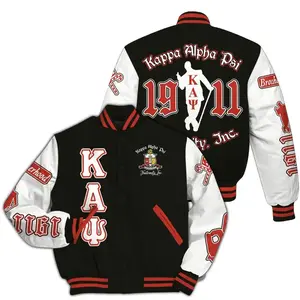 ΚΑΨ Varsity Jacket, Simple Black Sporty Style Kappa Yo Nupe 1911 Fraternity Jacket , Baseball Football Jacket, Varsity Sportwear Style, Unisex Casual Look
