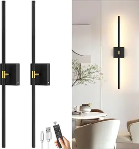 Upgrade Metal Material Battery Operated Wall Sconces Set of 2: 10000mAh Rechargeable Wireless Wall Lights, 360° Rotatable Magnetic Wall Lamp, 4CCT Dimmable LED Wall Lighting for Bedroom Living Room Hallway, 31.7in
