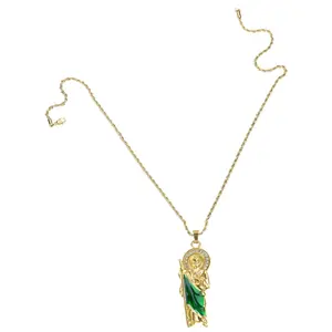 Saint Jude Gold Tone Necklace Adjustable Length Neckchain Stylish Faith Jewelry