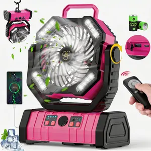 30000mAh Battery Operated Fan with Remote, LED Lantern & Power Bank. Quiet Oscillating Portable Fan for Soccer Mom, Camping, Nursery & Skincare. 2026 Summer Must-Have for Travel & Emergency.Perfect Mother’s Day Gift for Outdoor Mom & Hurricane Prep.