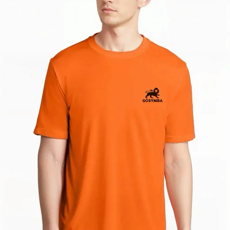 Gosymba Athletic Performance Tshirt Neon Orange Unisex Medium Size with Lion Logo Emblem for Sports Enthusiasts
