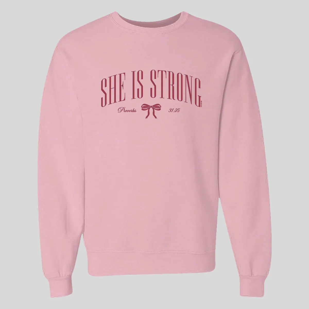 Kerusso Women's Classic Fit Sweatshirt - She Is Strong Bow Design, Soft Fabric, Spandex Ribbed Collar, Cuffs & Waistband, Bow Print, Cotton Blend, Round Neck, Casual Wear