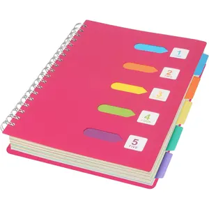 5 Subject Notebook College Ruled Spiral Notebook 7x10 Inch Hardcover Notebook with Divider Tabs 240 Pages Small Notebook for Work B5 Spiral Notebook College Ruled Notebook for Note Taking School,Red