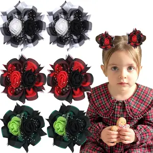 6 count Hair Bows for Girls, Flower Hair Clips Christmas Hair Accessories for Girls  Bows with  Clips for   Teens