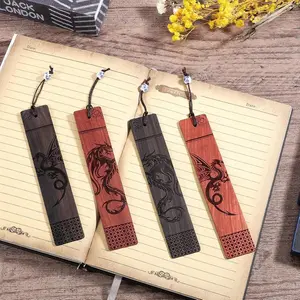 4Pcs Dragon Bookmark Gift, Wood Bookmark for Men Cool Book Marks Box Set Christmas Gifts for Men Adults