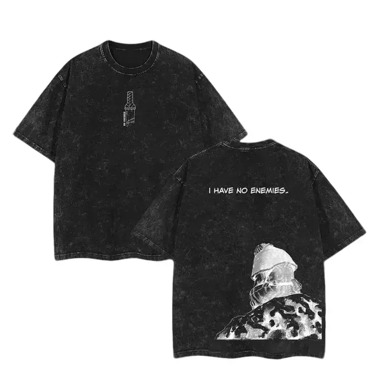 Thorfinn I Have No Enemies Vinland Saga T Shirt Vintage Acid Wash Heavyweight Cotton Double Printed Graphic Tee Anime Oversized Streetwear Top Gym Pump Cover Y2K Grunge Aesthetic Viking Norse Seinen Manga Lover Gift Otaku Merch Unisex Fashion graphic tee