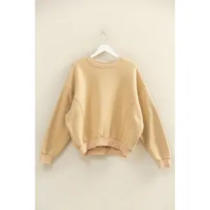 Gianna Oversized Crewneck Sweatshirt/Khaki