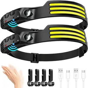 COB LED Headlamp Induction Head Lamp Built-in Battery USB Rechargeable Head Flashlight Outdoor Camping Fishing Sensor Headlightrechargeable headlamp