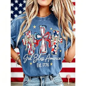God Bless America Women Washed T-shirt Vintage 250 Years America Anniversary USA 250th Birthday Gift Shirt Memorial Independence Day 4th of July Men Women Cotton Tee Shirt