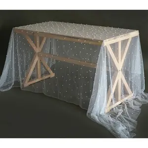 Table Runner 63" X 120" Wedding Arch Decorations Table Line Bridal Shower Decor Fabric Romantic  Lace Tablecloth for Events Embroidered Sheer Wrinkle Free White Dessert Table Cloth Chiffon Tulle