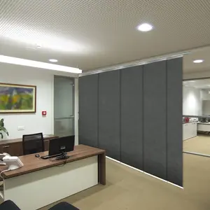 Smoke 5-Panel Single Rail Panel Track 58"-110"W x 91.4"H, Panel width 23.5" - 70% LIGHT-FILTERING