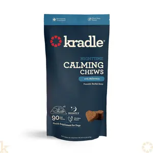 Kradle Nighttime Calming Chew with Melatonin for Sleep for Dogs - 90 Count Chicken-Flavored Soft Chews
