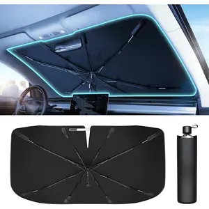 [Upgraded]  Windshield Sun Shade Umbrella - [Vinyl Coating Heat Shield] Protect  from Sun Rays & Heat  Keep Cool and Protect Interior, Spring Structure Edge Medium 56" L x 31" W