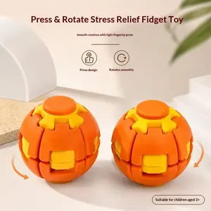 3D Rotatable Compression Fidget Ball Spinner Toy, Interactive Spin Puzzle Stress Relief Ball, Multi-Functional Press & Rotate Decompression Gyro Ball, Kids Adults Anxiety Relief Sensory Toy Birthday Party Favor Classroom Reward Gift