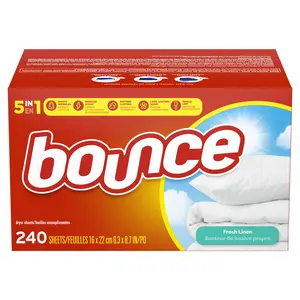 Bounce Fresh Linen Scent Dryer Sheets 240 Count 5-in-1 Fabric Softener Sheets for Soft Clothes