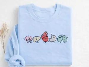 [MADE IN US] Embroidered Organ Friends Sweatshirt, Anatomy Gift,Cute Anatomy Gift for Medical Students, Funny Kawaii Human Organs Science Crewneck, Aesthetic Doctor Nursing Appreciation Hoodie