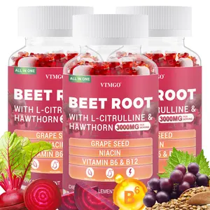 3 pieces - Beetroot Gummies - Contains beetroot, grape seed, vitamins B12, A & B6, sodium, etc., for heart health, blood health, energy, and nutrition.