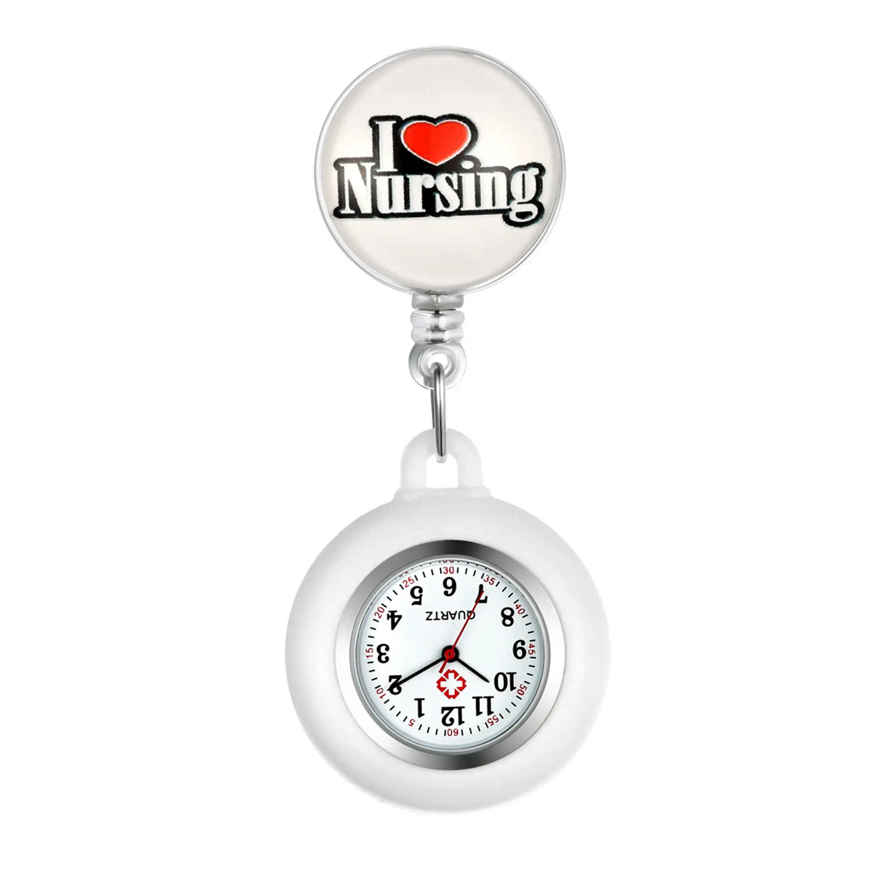 OIDEA Silicone Fob Watch for Nurses, CNAs & Healthcare Workers with "I Love Nurses" Graphic, Soft, Skin-Friendly Band & Alloy Case, Quartz Movement, No Clasps, Onesize, Appreciation Gift