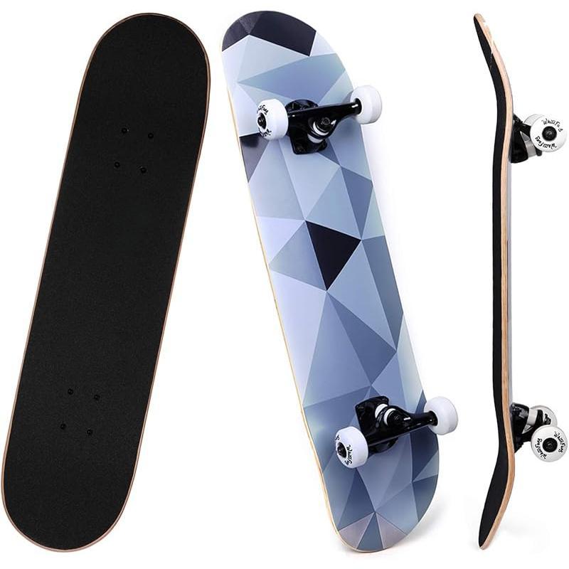 skateboard carry WhiteFang Skateboards for Beginners, Complete Skateboard 31 x 7.88, 7 Layer Canadian Maple Double Kick Concave Standard and Tricks Skateboards for Kids and Beginners skater  xl