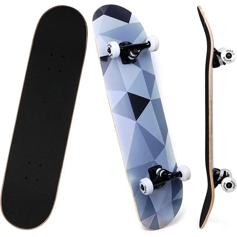 skateboard carry WhiteFang Skateboards for Beginners, Complete Skateboard 31 x 7.88, 7 Layer Canadian Maple Double Kick Concave Standard and Tricks Skateboards for Kids and Beginners skater  xl