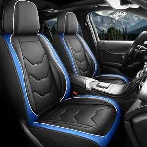 OTOEZ PU Leather 5PCS Car Seat Covers with 4 Pillows Waterproof Protector Seats Fit for Most Cars SUVs Cool Car Stuff for Men Car Accessories Full Set 5-seat vehicle