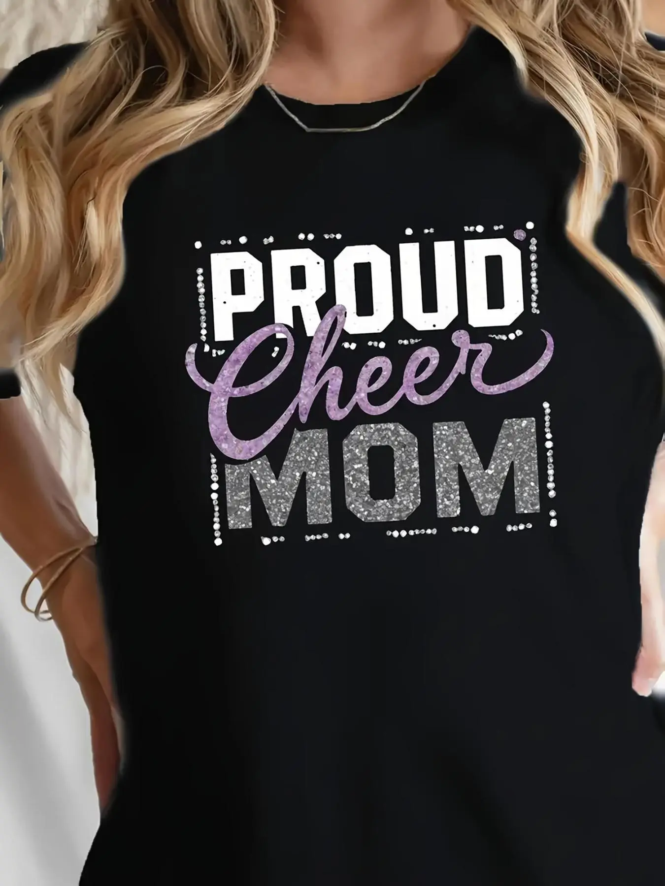 Wo Proud Cheer Mom T-Shirt Comfort Fit Crew Neck T